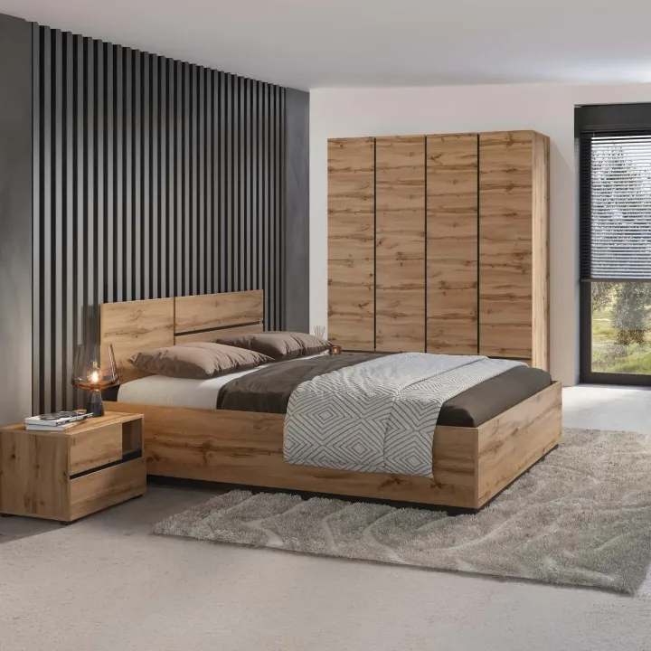 Armadio 180x210h cm 4 ante con 2 cassetti rovere Lolla