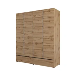 Armadio 180x210h cm 4 ante con 2 cassetti rovere Lolla