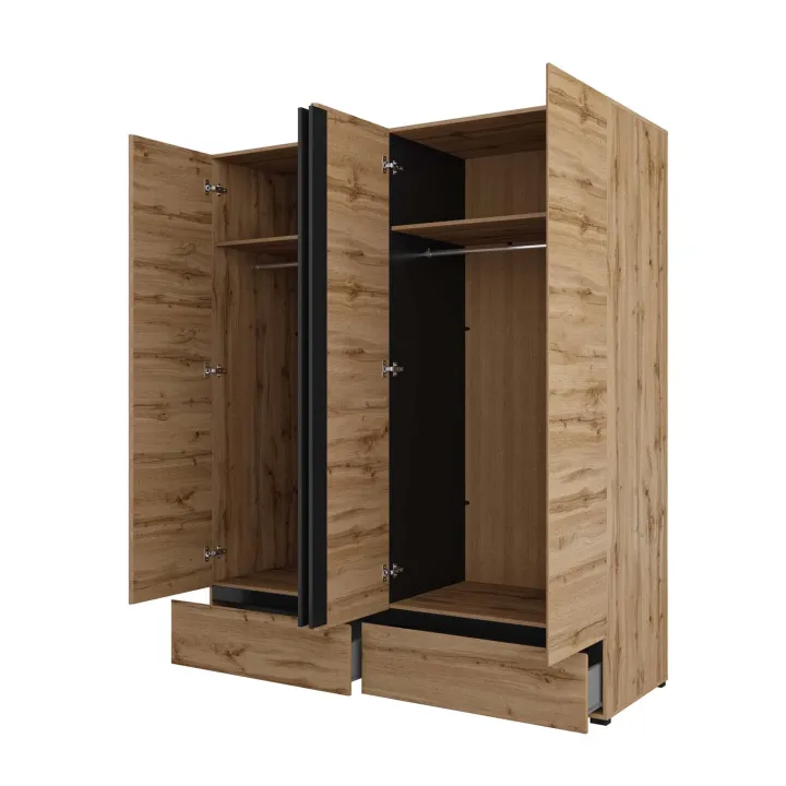Armadio 180x210h cm 4 ante con 2 cassetti rovere Lolla