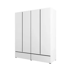 Armadio 180x210h cm 4 ante con 2 cassetti bianco opaco Lolla