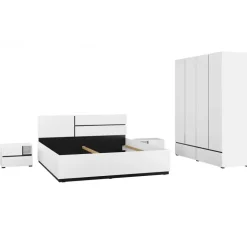 Armadio 180x210h cm 4 ante con 2 cassetti bianco opaco Lolla
