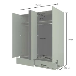 Armadio 180x210h cm 4 ante con 2 cassetti bianco opaco Lolla