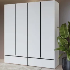 Armadio 180x210h cm 4 ante con 2 cassetti bianco opaco Lolla