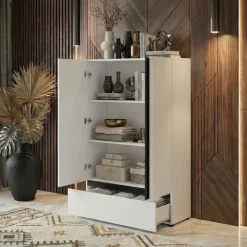 Armadio 89x150h cm 2 ante con cassetto bianco opaco Lolla
