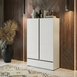 Armadio 89x150h cm 2 ante con cassetto bianco opaco Lolla