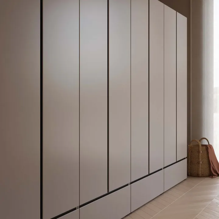Armadio 180x210h cm 4 ante con 2 cassetti tortora Lolla