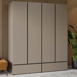 Armadio 180x210h cm 4 ante con 2 cassetti tortora Lolla