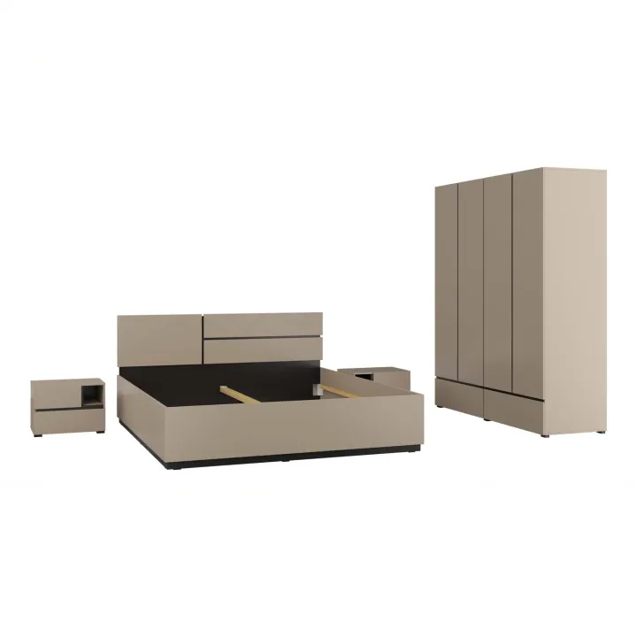 Armadio 180x210h cm 4 ante con 2 cassetti tortora Lolla