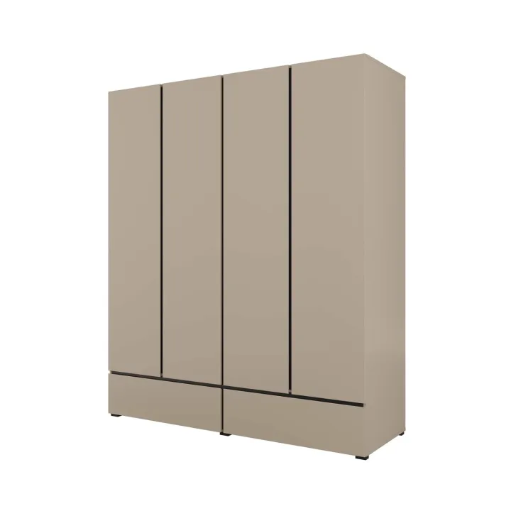 Armadio 180x210h cm 4 ante con 2 cassetti tortora Lolla