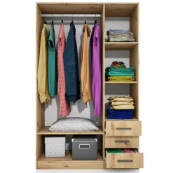 Armadio 118x191h cm 3 ante con cassetti rovere rustico Boverio