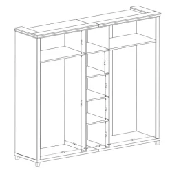 Armadio 246x216h cm 5 ante con specchio verde quercia Texel