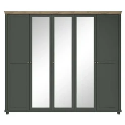 Armadio 246x216h cm 5 ante con specchio verde quercia Texel