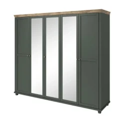 Armadio 246x216h cm 5 ante con specchio verde quercia Texel