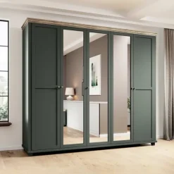 Armadio 246x216h cm 5 ante con specchio verde quercia Texel