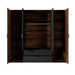 Armadio 223x210h cm 4 ante con specchio quercia nero Smooty