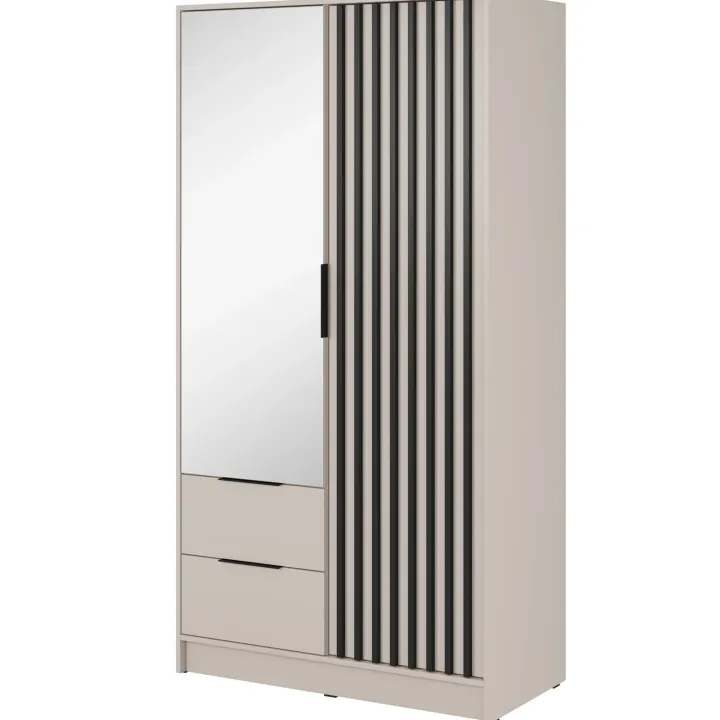 Armadio 105x200h cm 2 ante con specchio beige cashmere Miller
