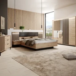 Armadio 220x211h cm 4 ante con specchio rovere antracite Rubik