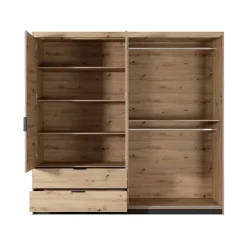 Armadio 220x211h cm 4 ante con specchio rovere antracite Rubik
