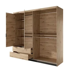 Armadio 220x211h cm 4 ante con specchio rovere antracite Rubik