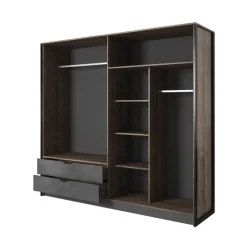 Armadio 220x205h cm 4 ante con specchio grigio quercia Dable