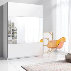 Armadio 150x210h cm 2 ante con specchio bianco opaco Pascal Gihome®