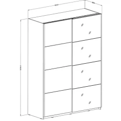 Armadio 150x210h cm 2 ante con specchio bianco opaco Pascal Gihome®