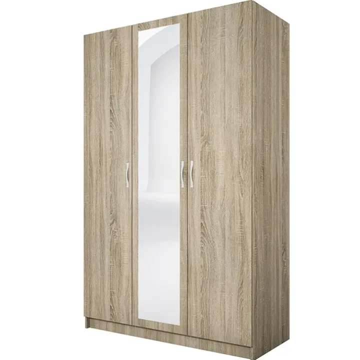 Armadio 120x190h cm 3 ante con specchio rovere sonoma Plutone