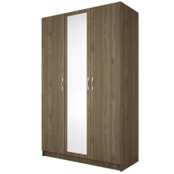 Armadio 120x190h cm 3 ante con specchio legno noce Plutone
