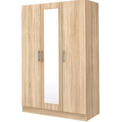 Armadio 120x181h cm 3 ante con specchio moderno rovere Sorrento