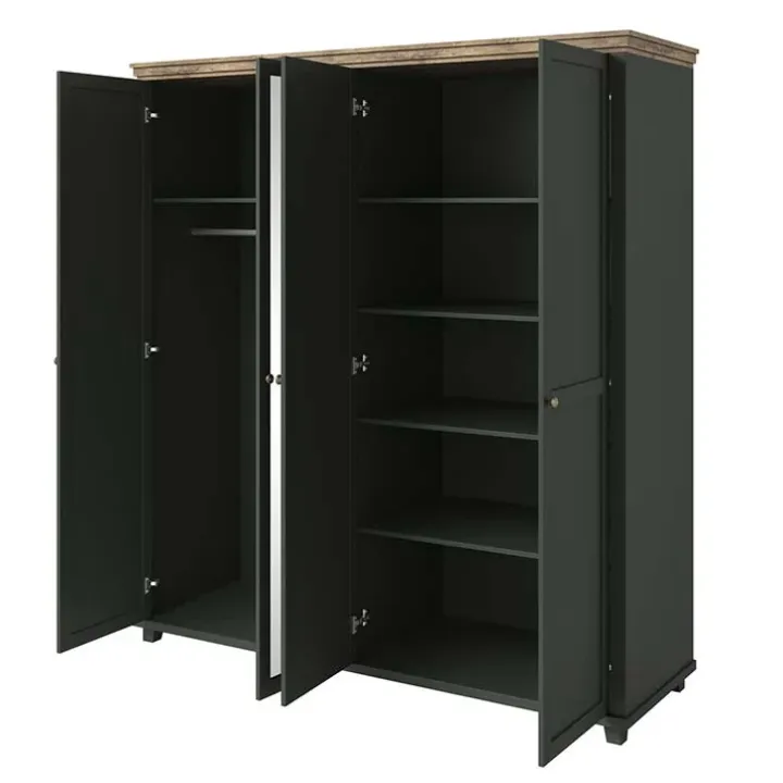 Armadio 200x216h cm 4 ante con specchio verde quercia Texel