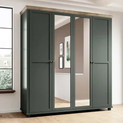 Armadio 200x216h cm 4 ante con specchio verde quercia Texel