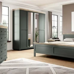 Armadio 200x216h cm 4 ante con specchio verde quercia Texel