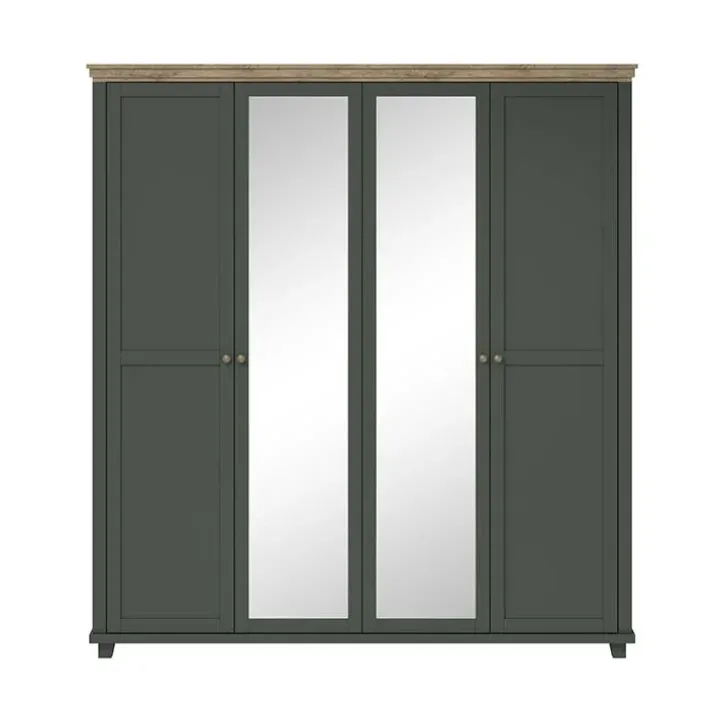 Armadio 200x216h cm 4 ante con specchio verde quercia Texel
