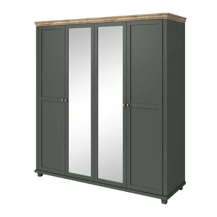 Armadio 200x216h cm 4 ante con specchio verde quercia Texel
