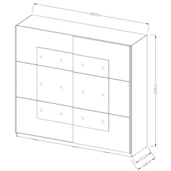 Armadio 200x210h cm 2 ante con specchio rovere bianco Logan Gihome®