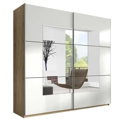 Armadio 200x210h cm 2 ante con specchio rovere bianco Logan Gihome®