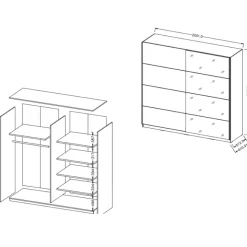 Armadio 200x210h cm 2 ante con specchio rovere scuro Lisbona Gihome®