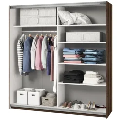 Armadio 200x210h cm 2 ante con specchio rovere scuro Lisbona Gihome®