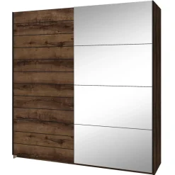Armadio 200x210h cm 2 ante con specchio rovere scuro Lisbona Gihome®
