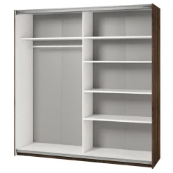 Armadio 200x210h cm 2 ante con specchio rovere scuro Lisbona Gihome®