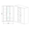 Armadio 120x190h cm 3 ante con specchio bianco Alina