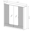 Armadio 213x209h cm 4 ante con specchio beige cannettato Ramis