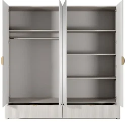 Armadio 213x209h cm 4 ante con specchio beige cannettato Ramis