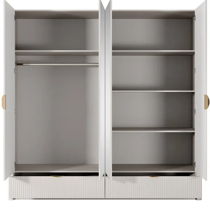 Armadio 213x209h cm 4 ante con specchio beige cannettato Ramis