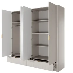 Armadio 213x209h cm 4 ante con specchio beige cannettato Ramis