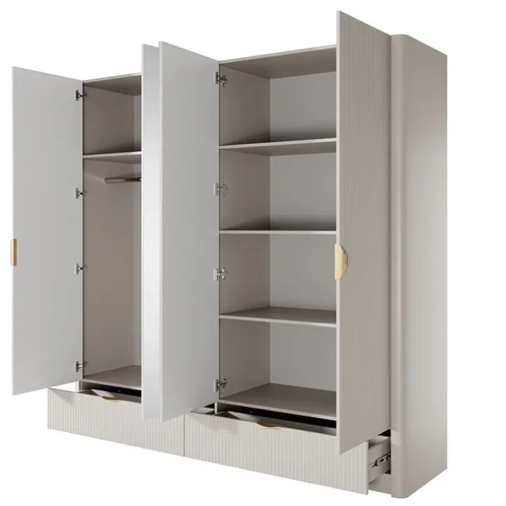 Armadio 213x209h cm 4 ante con specchio beige cannettato Ramis