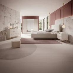Armadio 213x209h cm 4 ante con specchio beige cannettato Ramis