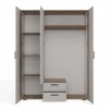 Armadio 150x200h cm 3 ante con specchio e 2 cassetti beige cashmere rovere Parker