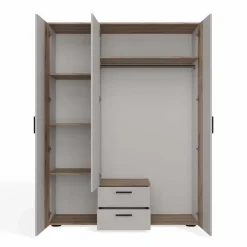 Armadio 150x200h cm 3 ante con specchio e 2 cassetti beige cashmere rovere Parker