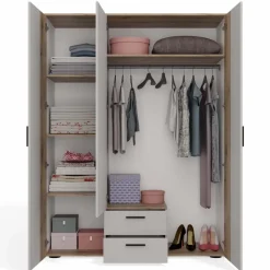 Armadio 150x200h cm 3 ante con specchio e 2 cassetti beige cashmere rovere Parker